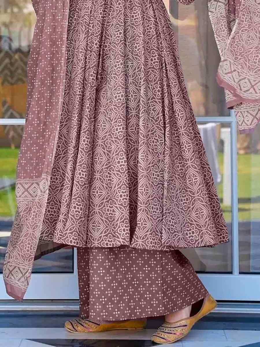 Baby Purple Pure MaslinPrinted Casual Festival Anarkali Salwar Kameez