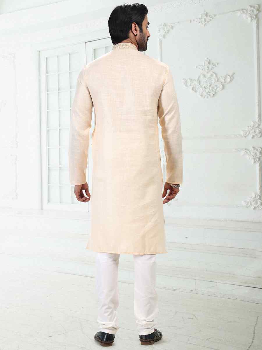 Baige Premium Linen Cotton Woven Festival Wedding Kurta