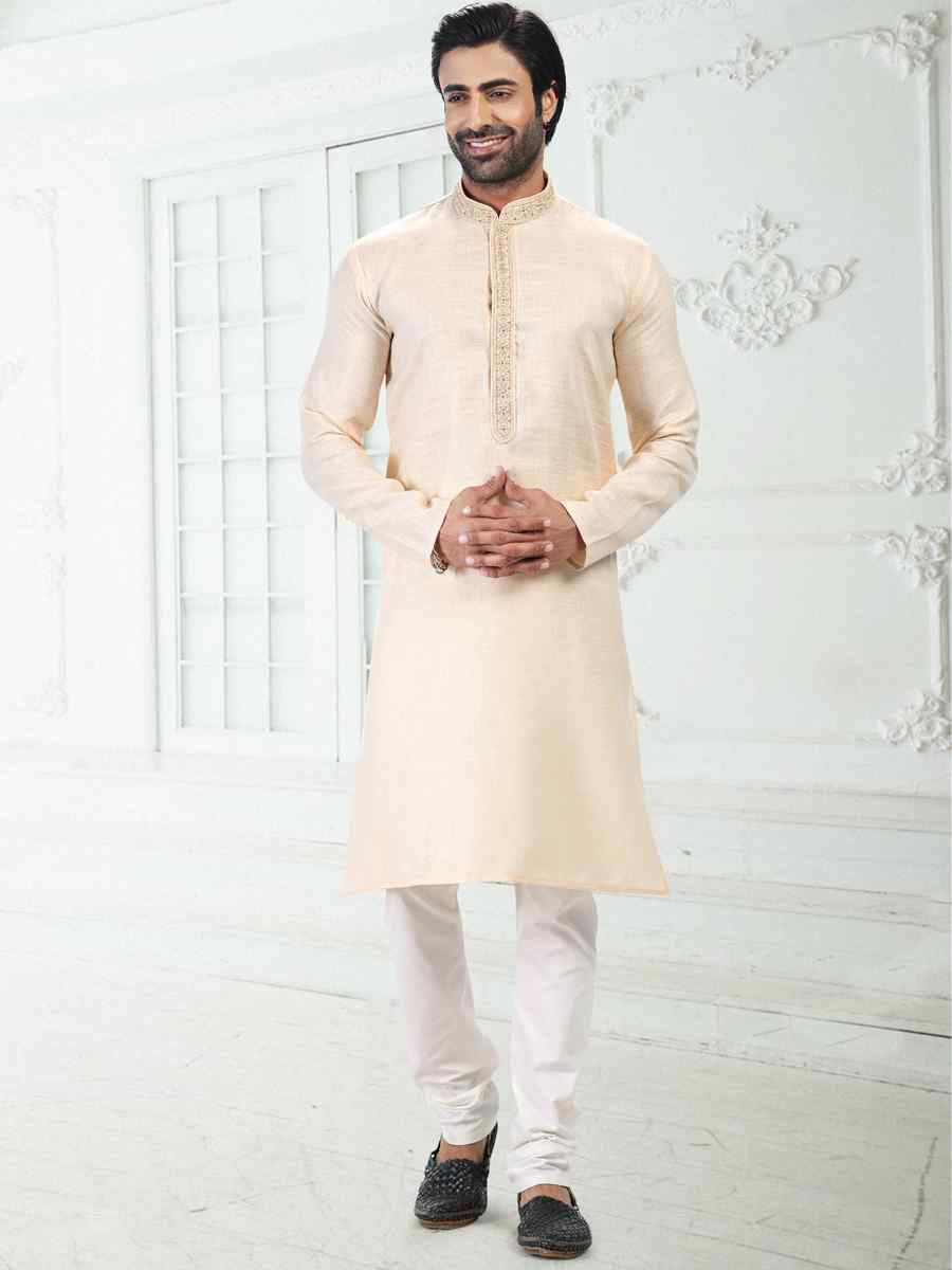 Baige Premium Linen Cotton Woven Festival Wedding Kurta