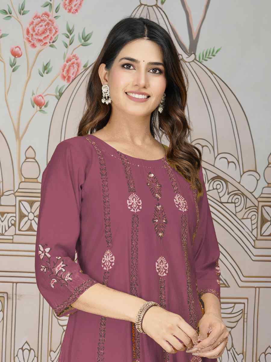 Beet Viscose Roman Silk Printed Festival Casual Kurti
