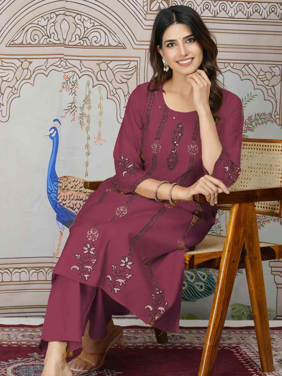 Beet Viscose Roman Silk Printed Festival Casual Kurti