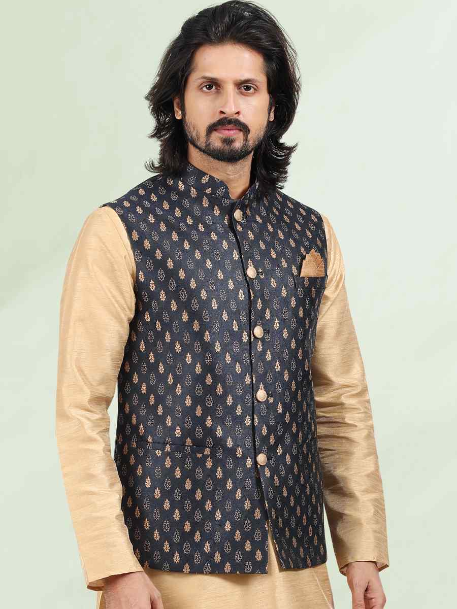 Beige Art Banarasi Silk Woven Festival Wedding Kurta