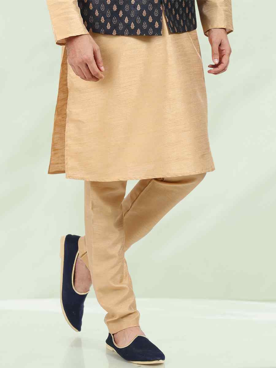 Beige Art Banarasi Silk Woven Festival Wedding Kurta