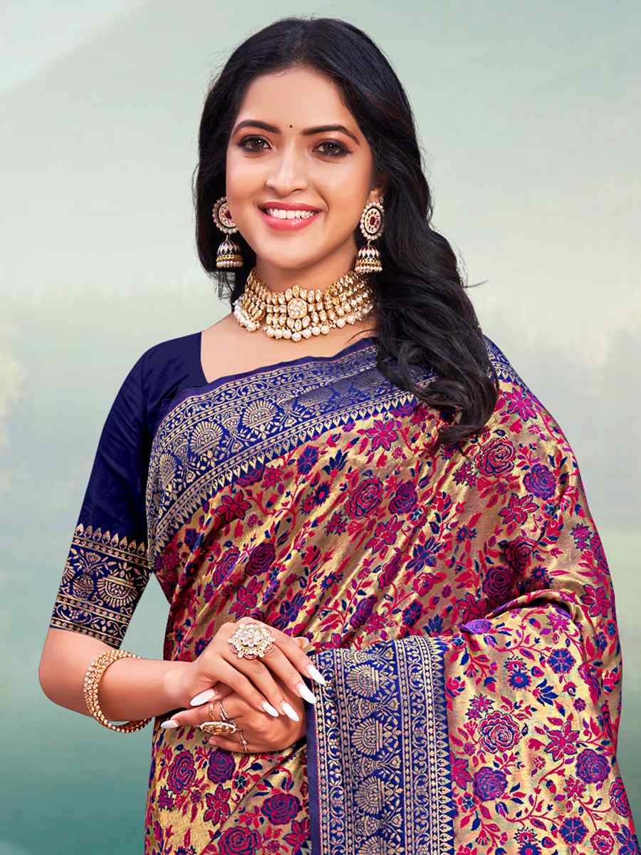 Beige Banarasi Silk Printed Printed Festival Contemporary Saree