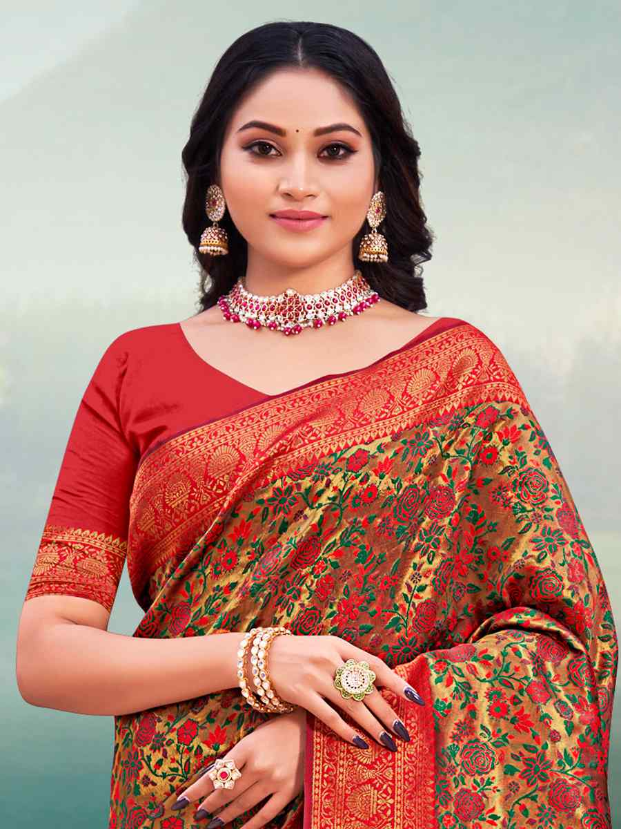 Beige Banarasi Silk Printed Printed Festival Contemporary Saree