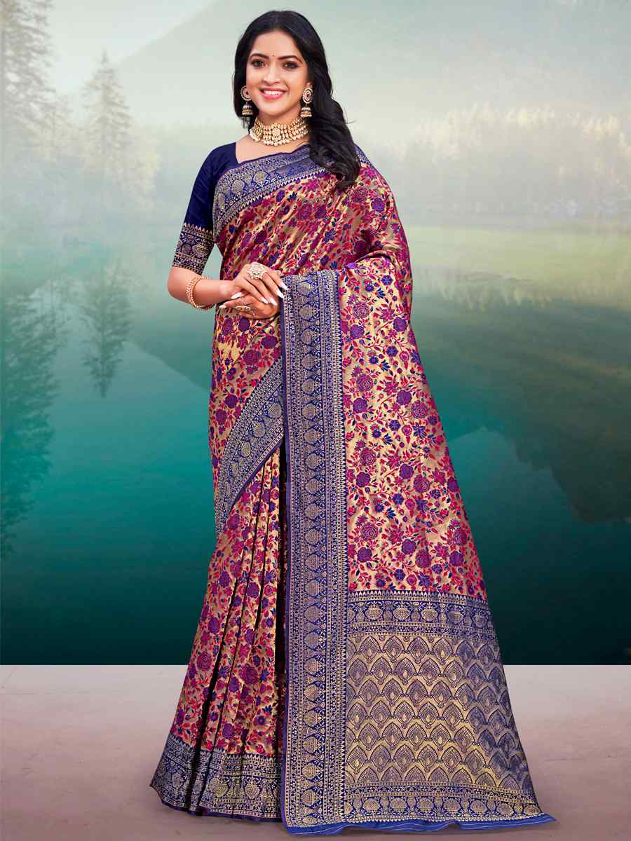 Beige Banarasi Silk Printed Printed Festival Contemporary Saree