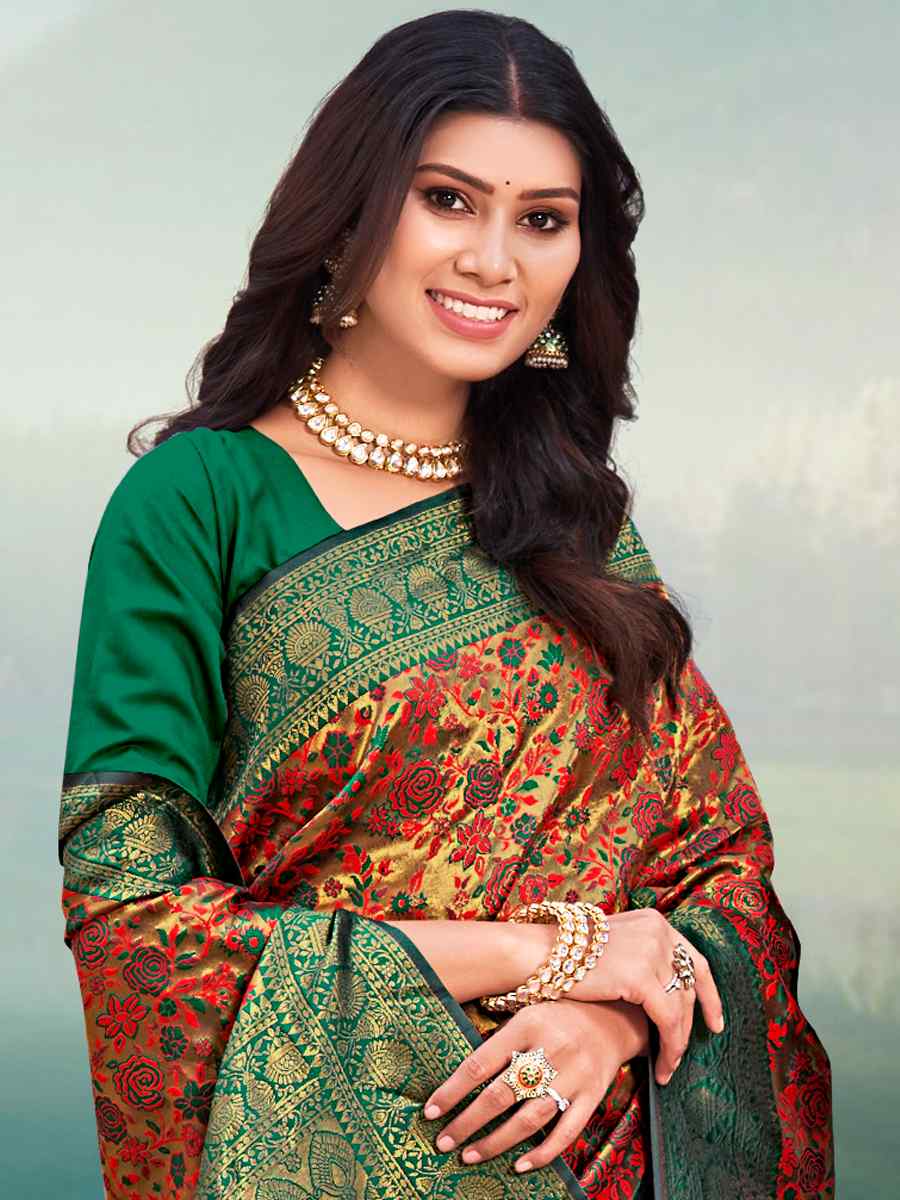 Beige Banarasi Silk Printed Printed Festival Contemporary Saree