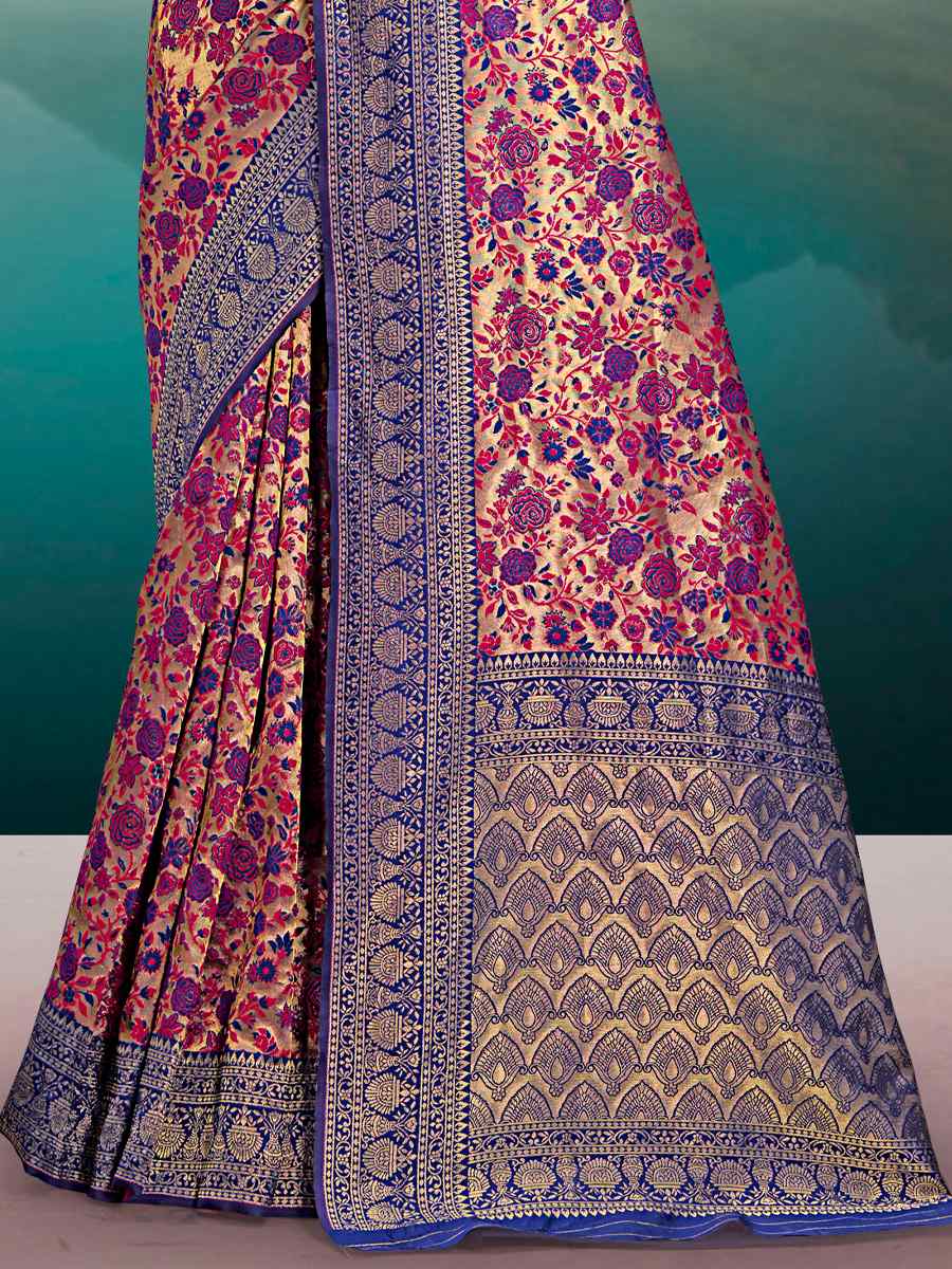 Beige Banarasi Silk Printed Printed Festival Contemporary Saree