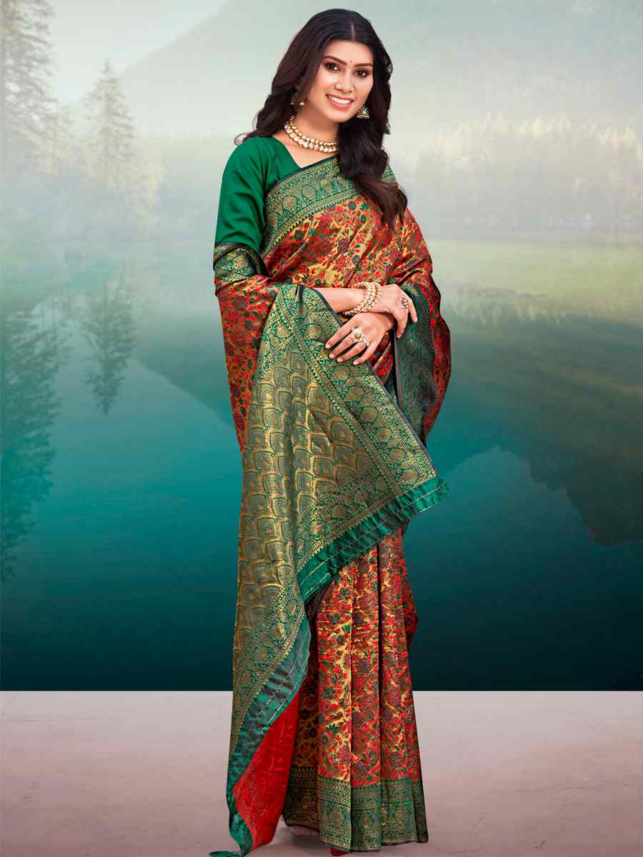 Beige Banarasi Silk Printed Printed Festival Contemporary Saree