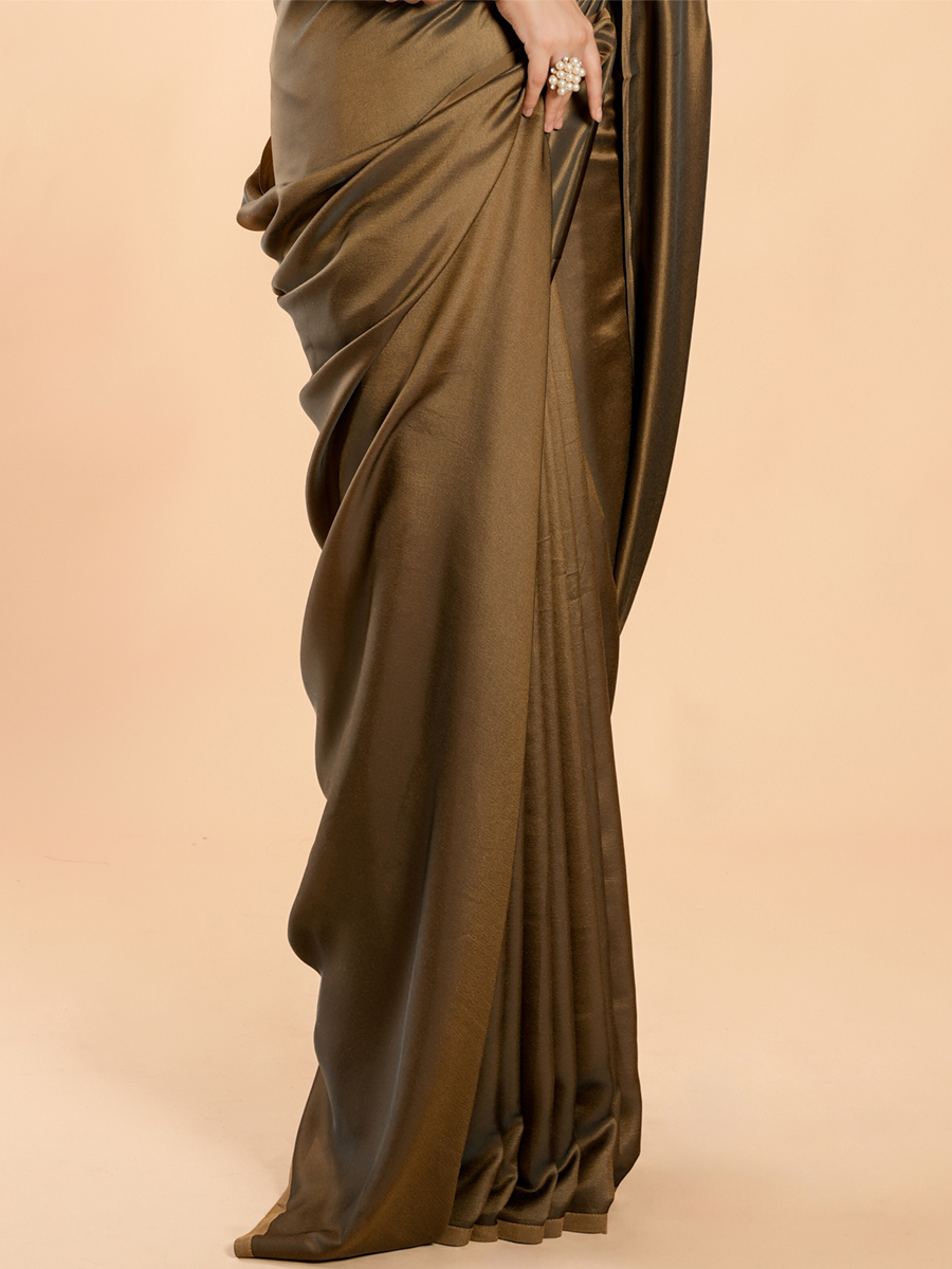 Beige Burfi Silk Sequins Casual Festival Classic Style Saree