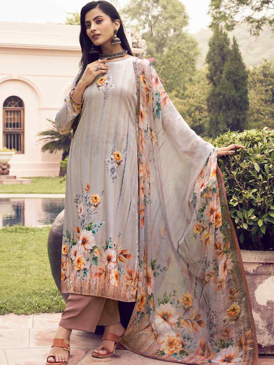 Beige Crepe Printed Festival Casual Pant Salwar Kameez