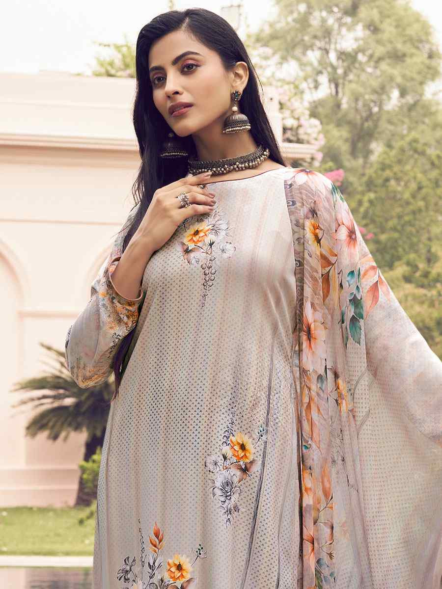 Beige Crepe Printed Festival Casual Pant Salwar Kameez