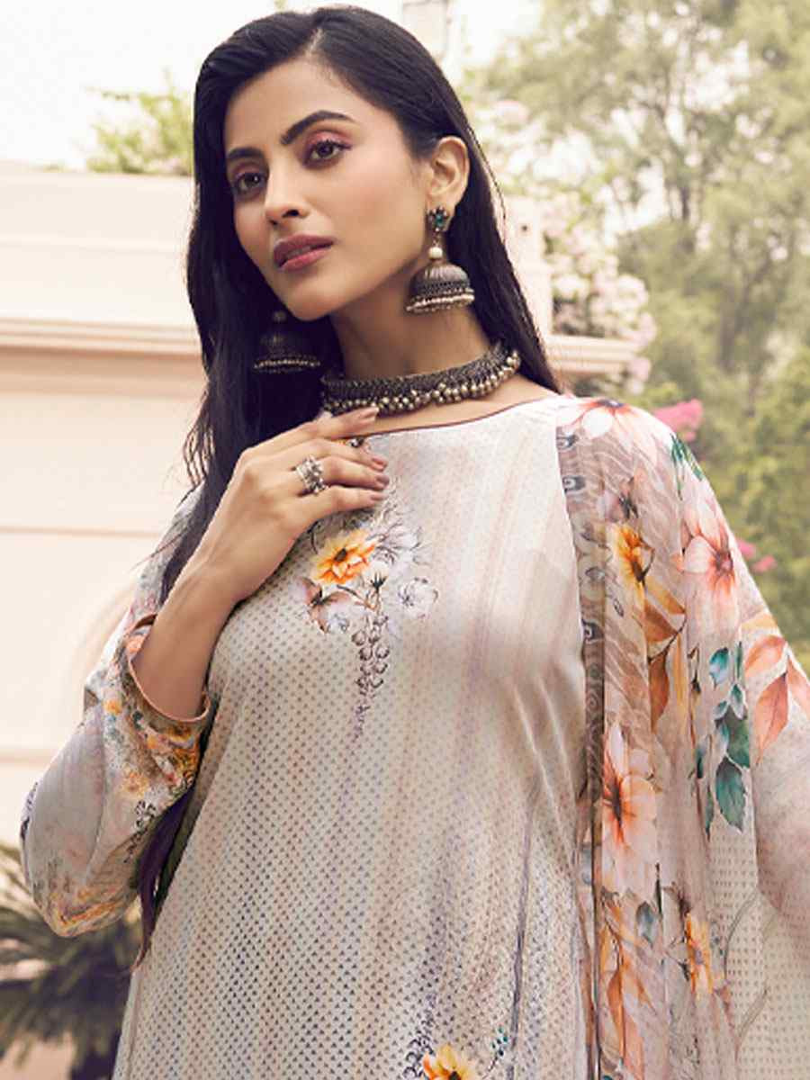 Beige Crepe Printed Festival Casual Pant Salwar Kameez