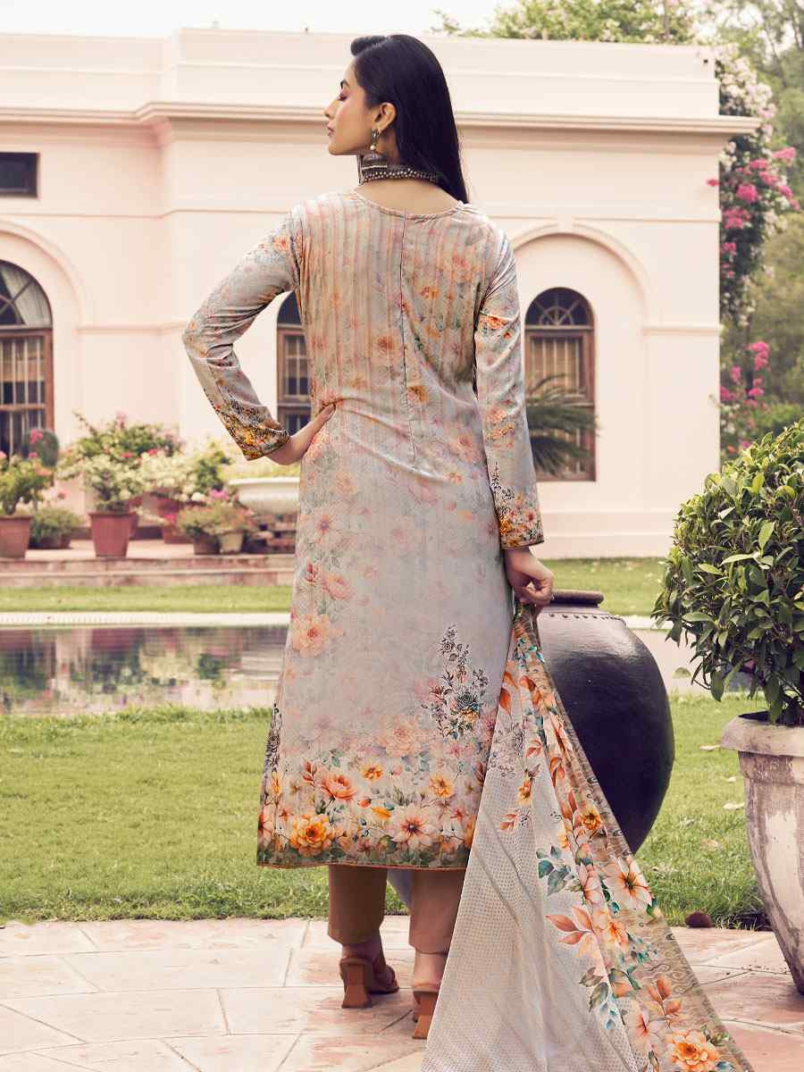 Beige Crepe Printed Festival Casual Pant Salwar Kameez