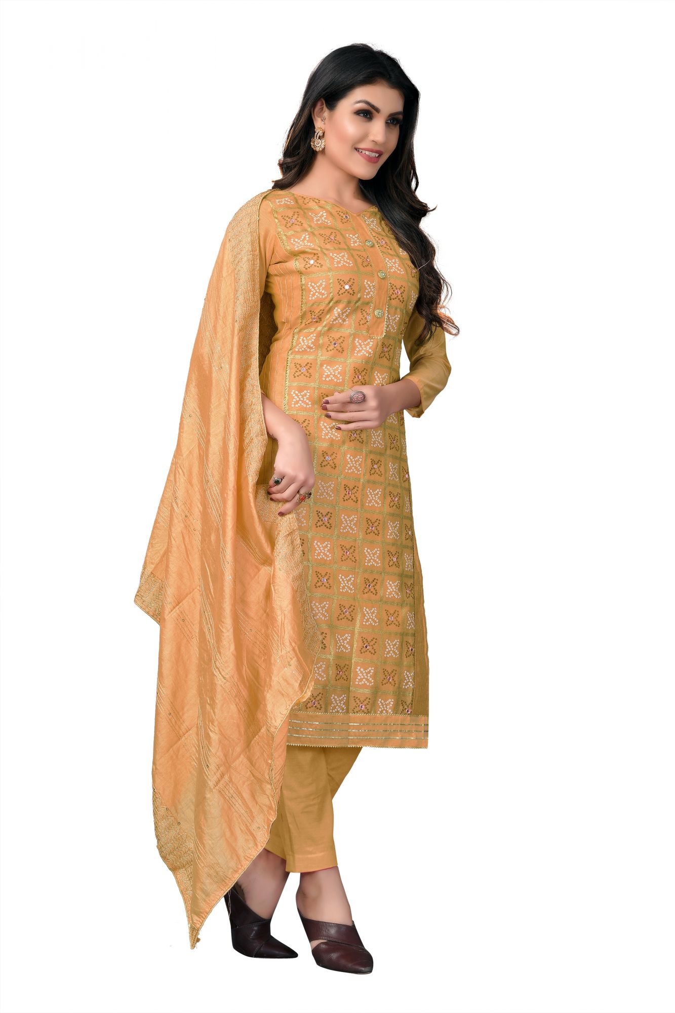 Beige Embroidery Festival Party Pant Salwar Kameez
