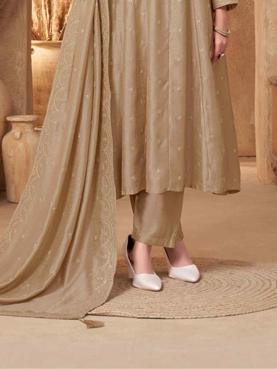 Beige Georgette Embroidery Party Wedding Festival Casual Ready Pant Salwar Kameez