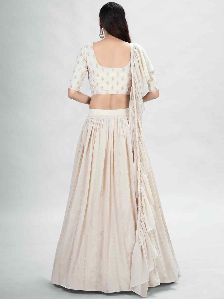 Beige Georgette Sequins Festival Party Wear Circular Lehenga Choli