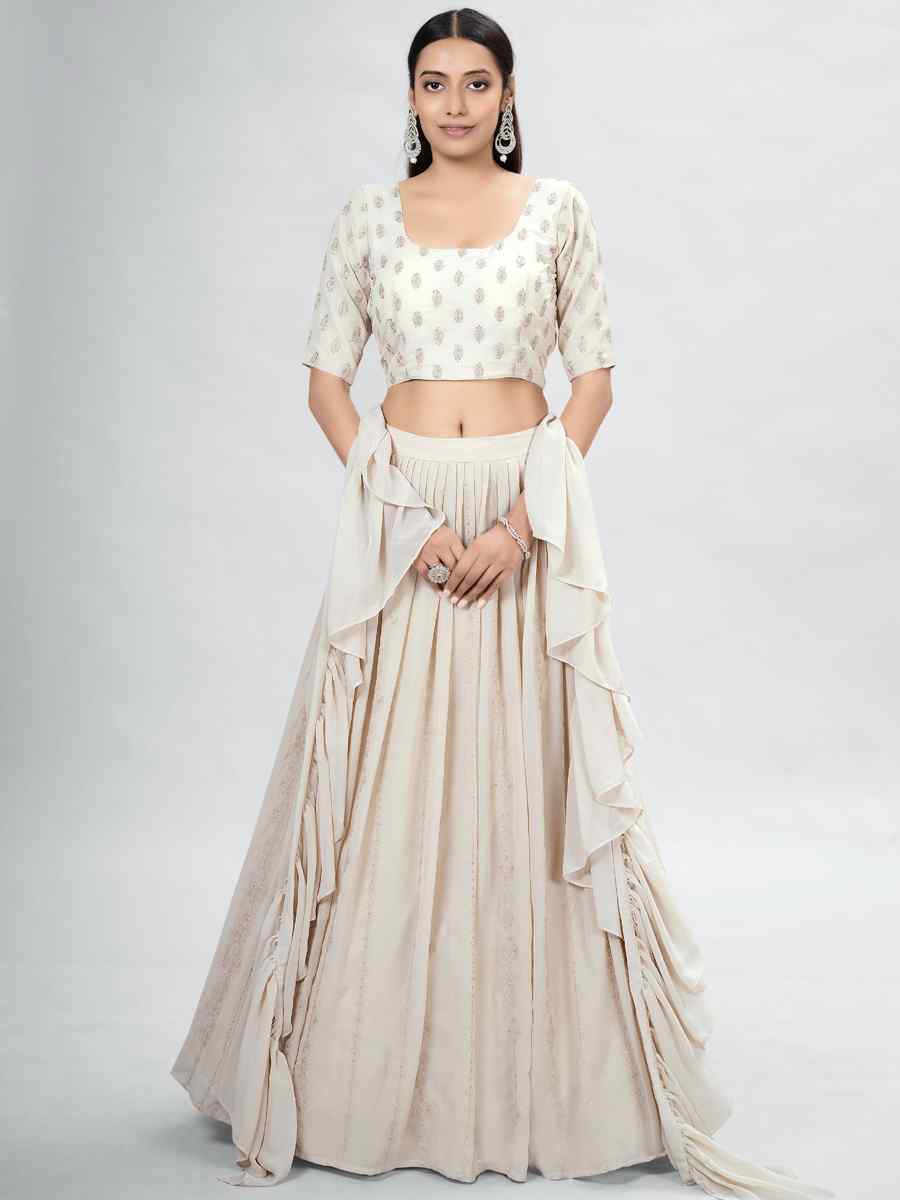 Beige Georgette Sequins Festival Party Wear Circular Lehenga Choli