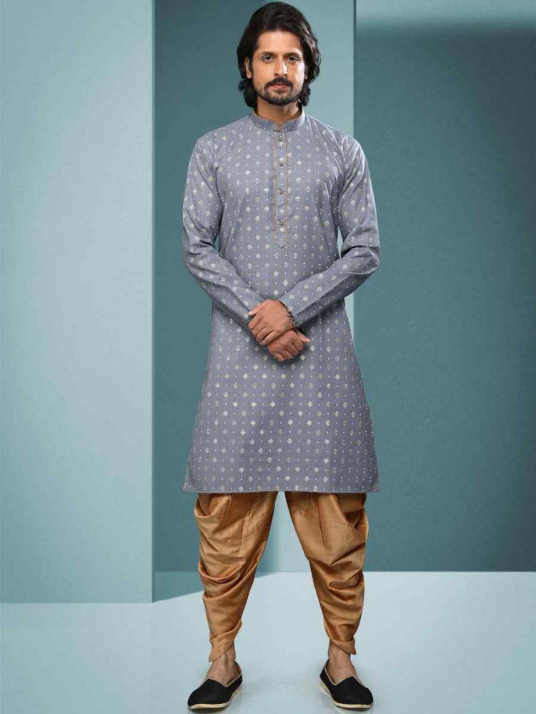 Beige Hand Loomed In Rich Yarns Of Cotton Printed Festival Kurta