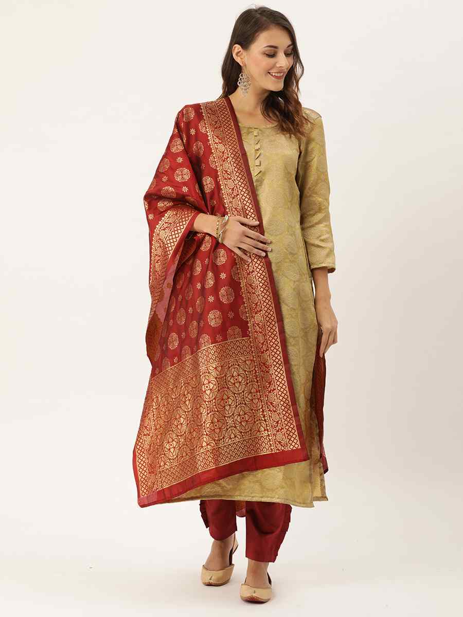 Beige Jacquard Embroidered Party Casual Pant Salwar Kameez