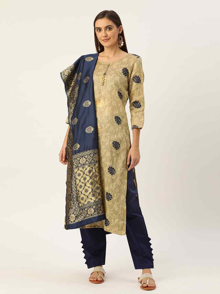 Beige Jacquard Embroidered Party Casual Pant Salwar Kameez