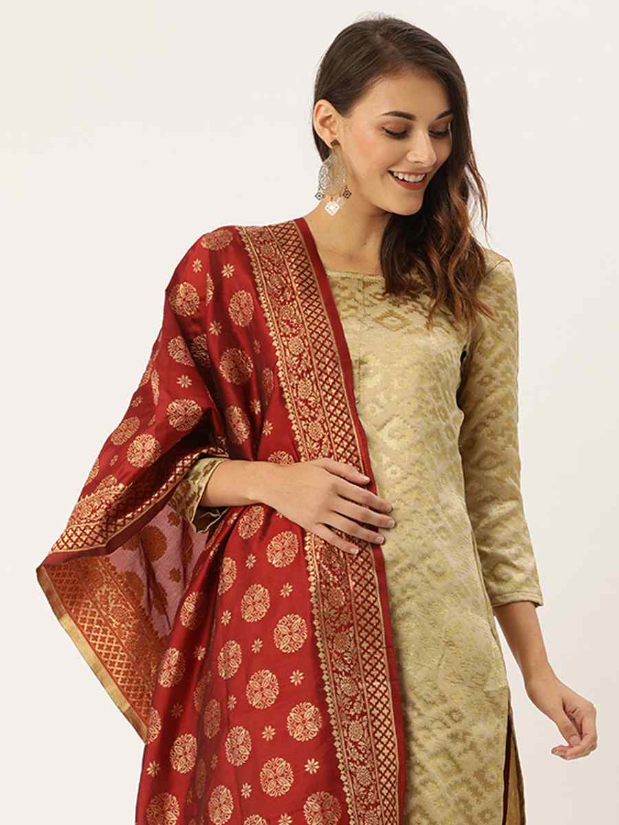 Beige Jacquard Embroidered Party Casual Pant Salwar Kameez