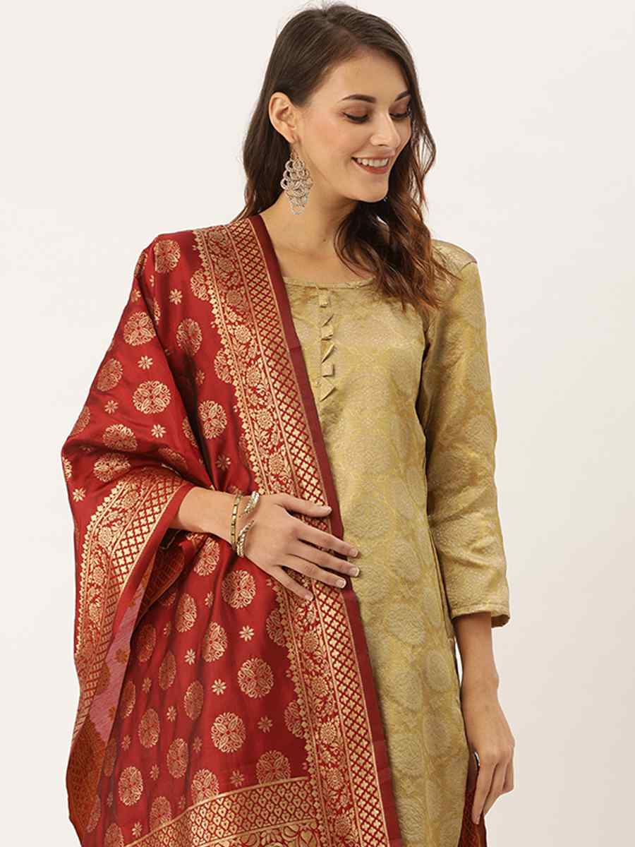Beige Jacquard Embroidered Party Casual Pant Salwar Kameez