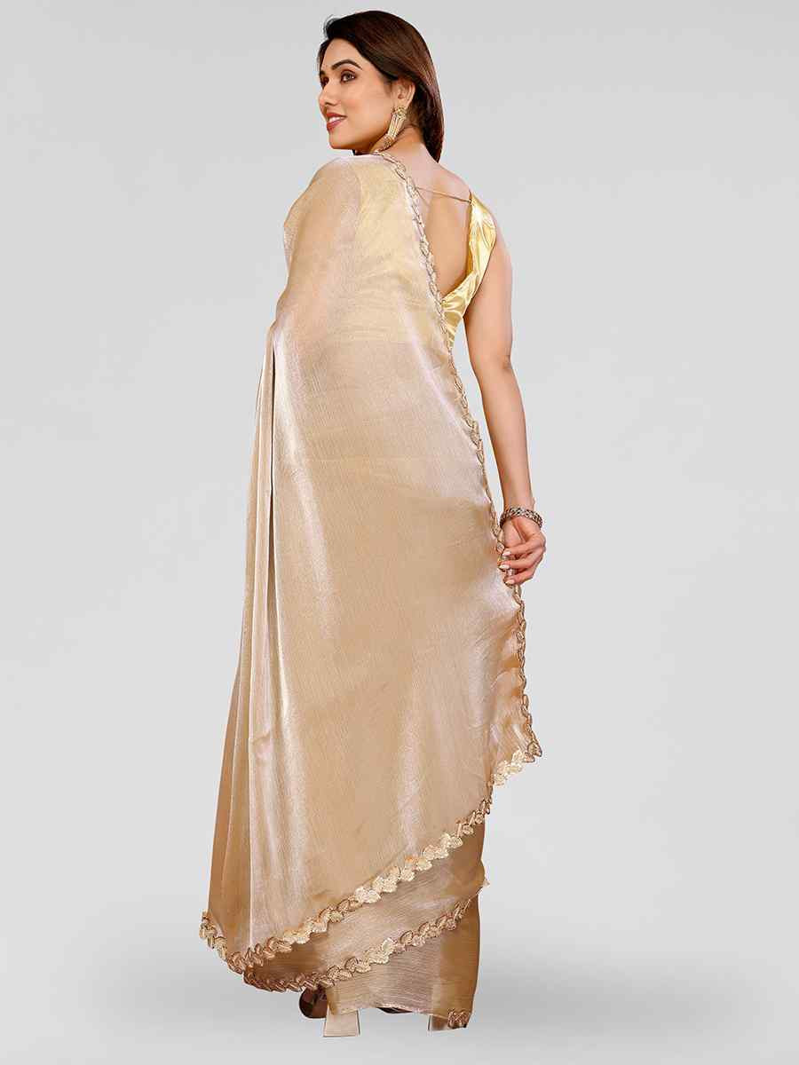 Beige Jimmy Choo Solid Festival Wedding Fancy Heavy Border Saree