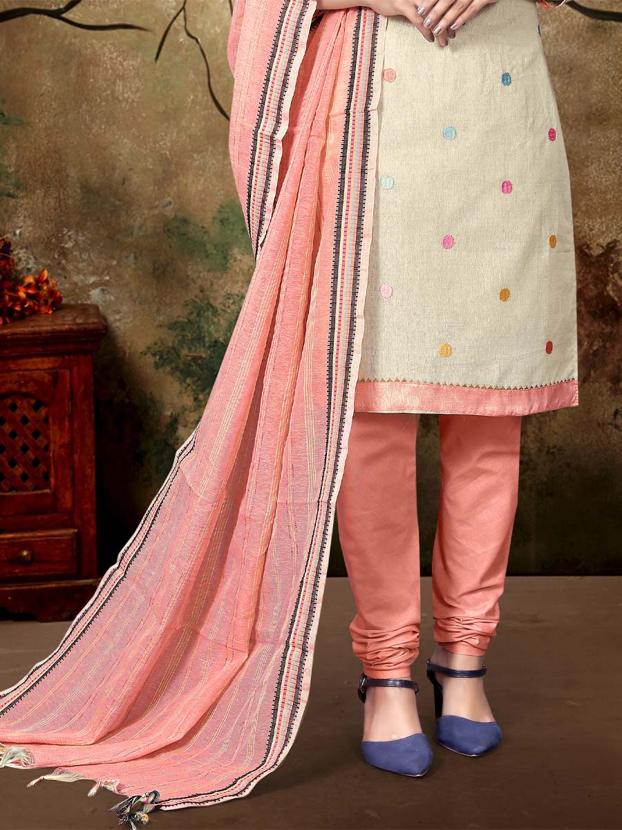 Beige Khadi Cotton Printed Casual Festival Pant Salwar Kameez