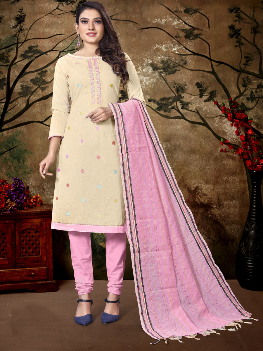 Beige Khadi Cotton Printed Casual Festival Pant Salwar Kameez