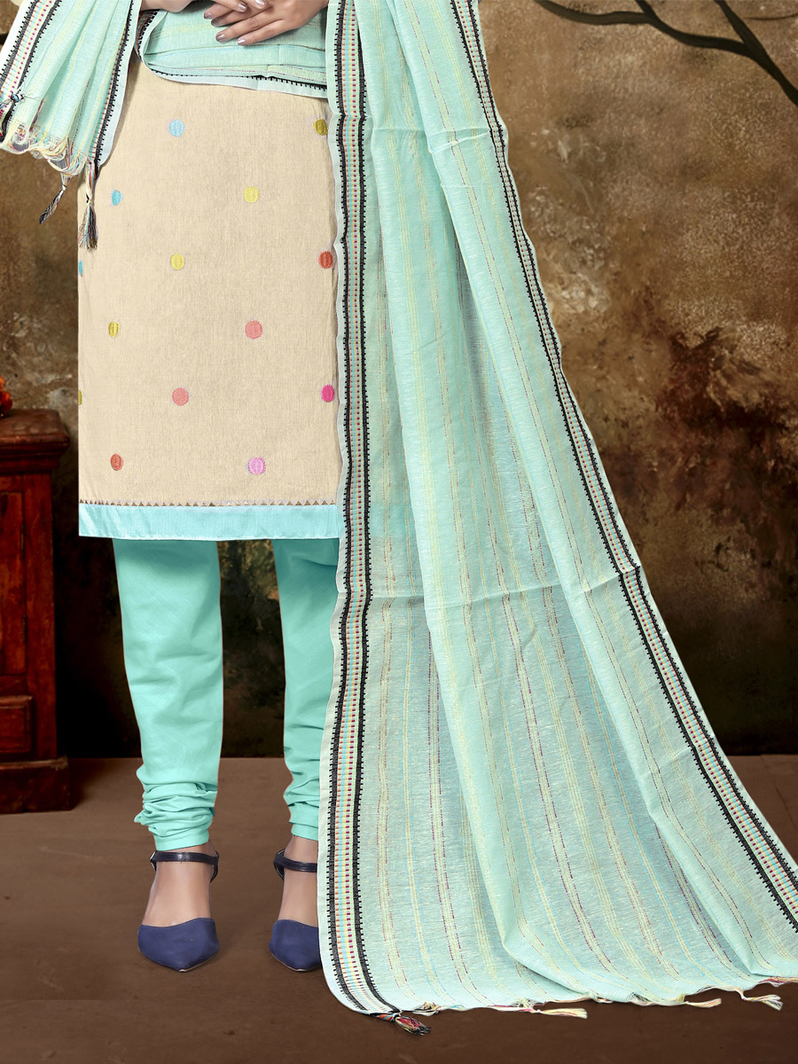 Beige Khadi Cotton Printed Casual Festival Pant Salwar Kameez