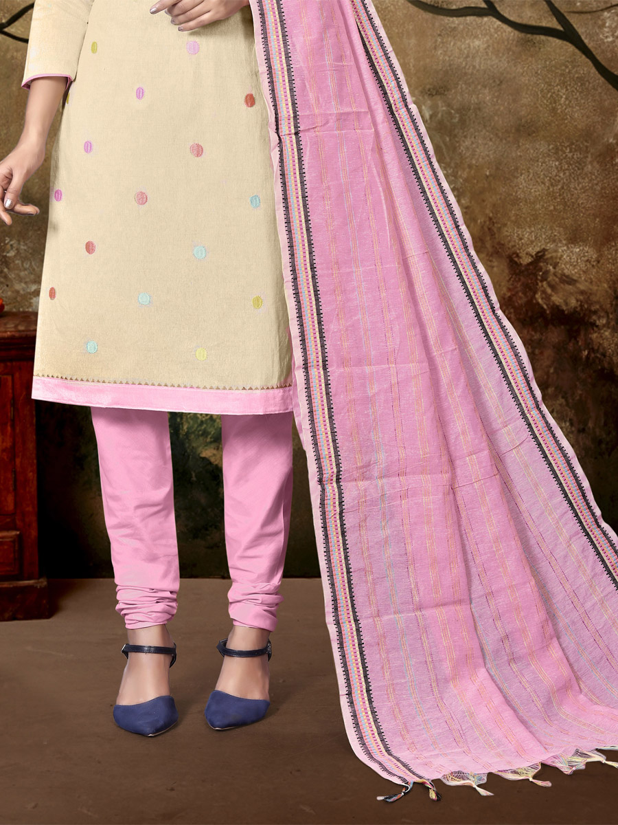 Beige Khadi Cotton Printed Casual Festival Pant Salwar Kameez