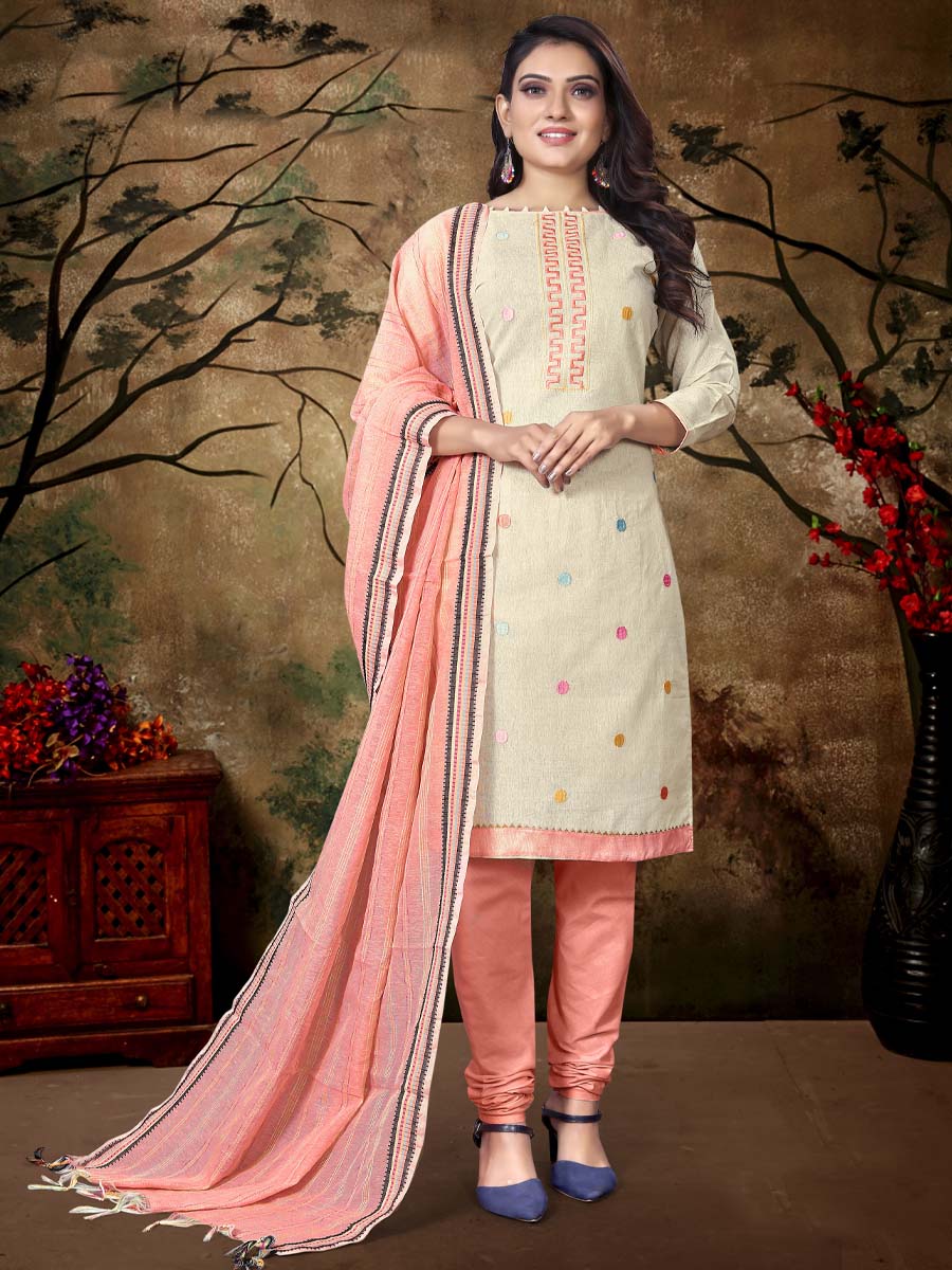 Beige Khadi Cotton Printed Casual Festival Pant Salwar Kameez