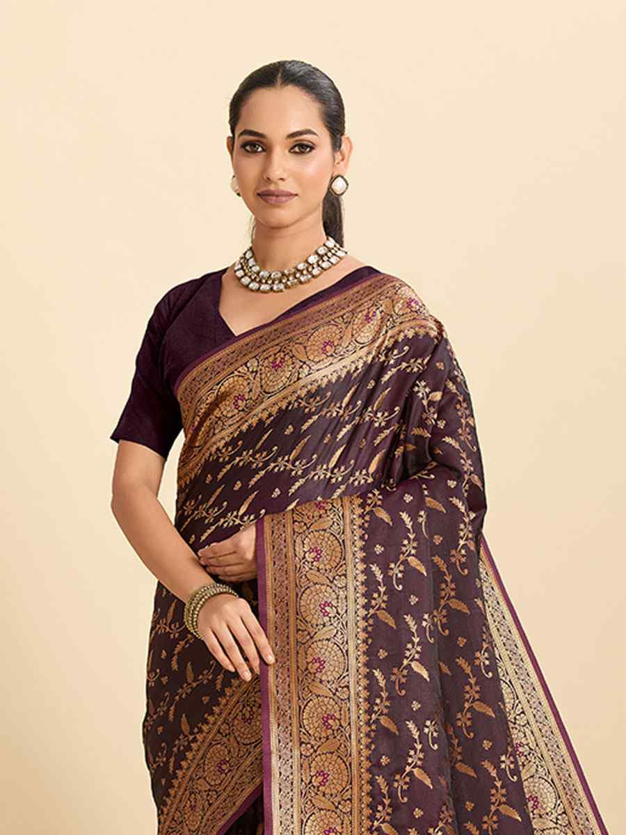 Beige Satin Silk Zari Handwoven Bridal Reception Festival Wedding Fancy Heavy Border Saree