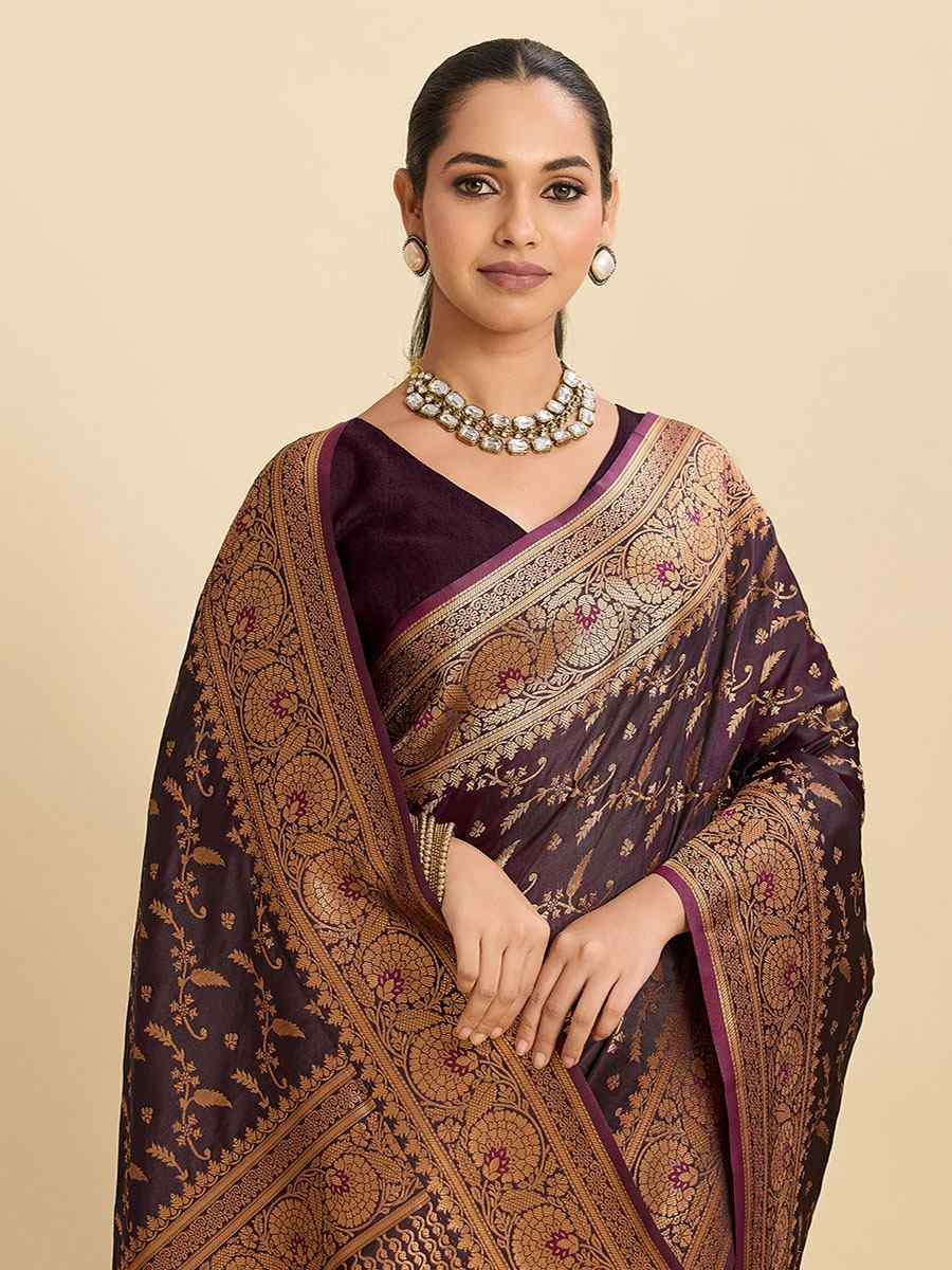 Beige Satin Silk Zari Handwoven Bridal Reception Festival Wedding Fancy Heavy Border Saree