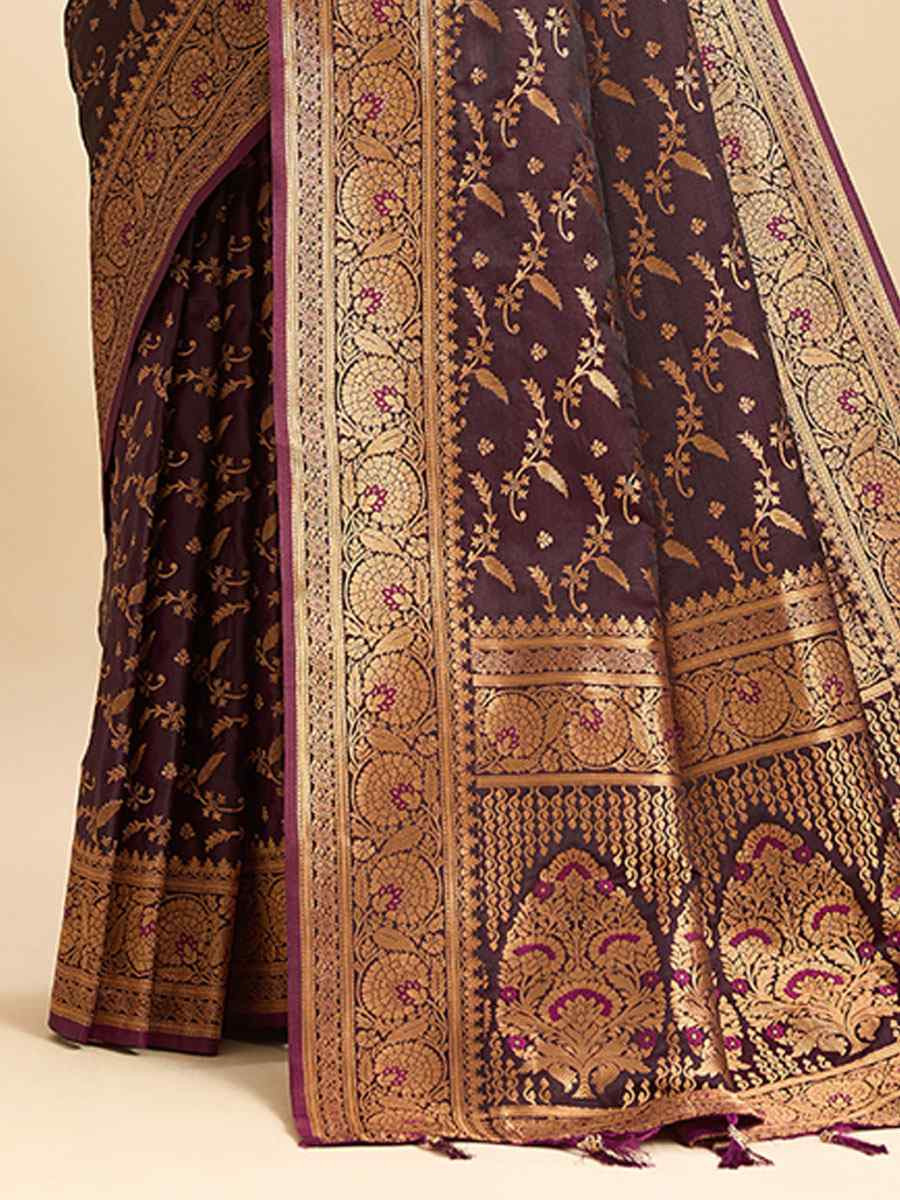 Beige Satin Silk Zari Handwoven Bridal Reception Festival Wedding Fancy Heavy Border Saree