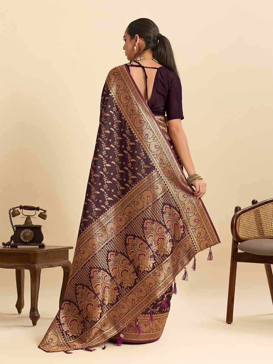 Beige Satin Silk Zari Handwoven Bridal Reception Festival Wedding Fancy Heavy Border Saree