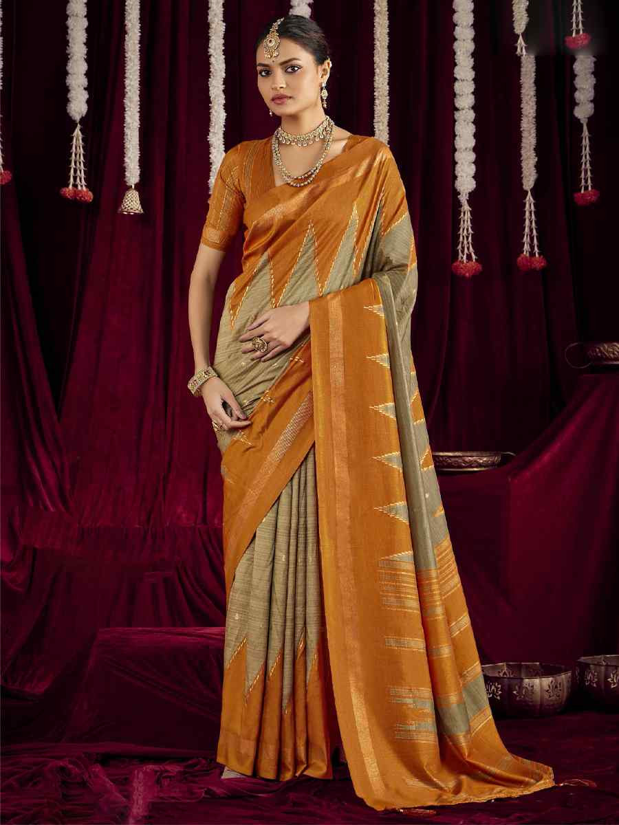 Beige Silk Printed Bridal Reception Festival Wedding Fancy Heavy Border Saree