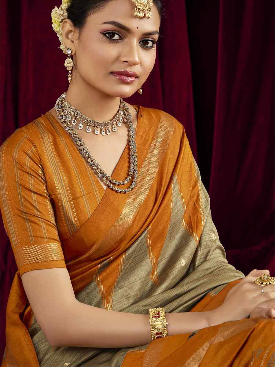 Beige Silk Printed Bridal Reception Festival Wedding Fancy Heavy Border Saree