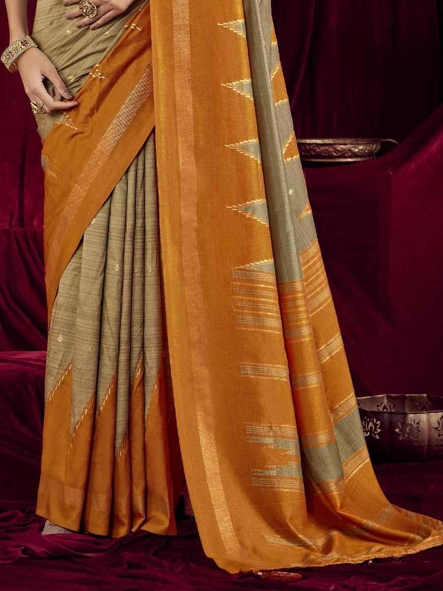 Beige Silk Printed Bridal Reception Festival Wedding Fancy Heavy Border Saree
