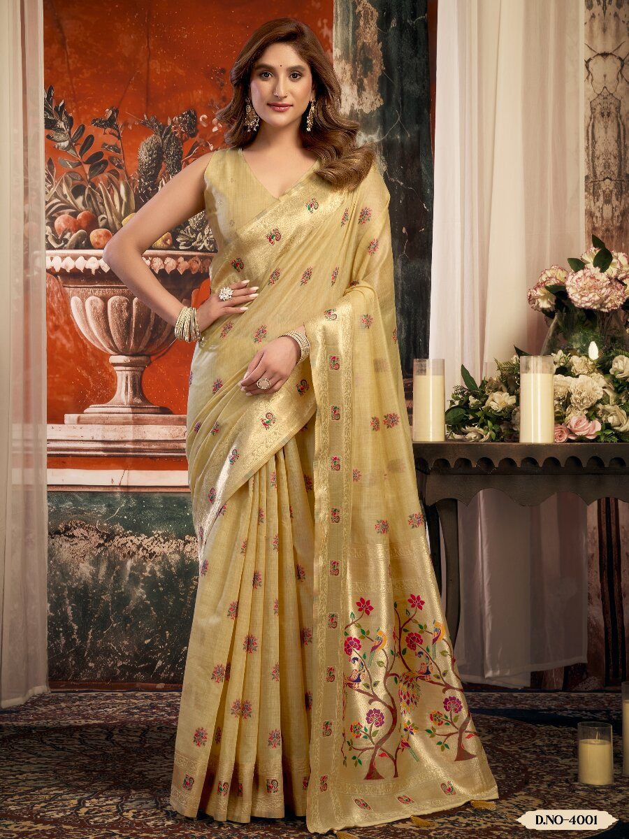 Beige Superkota Paithani Zari Wedding Reception Party Festival Fancy Heavy Border Sarees