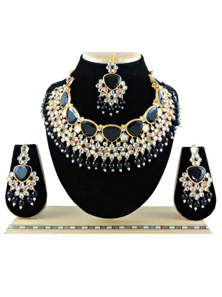 Black Alloy Festival Wear Diamonds Necklace