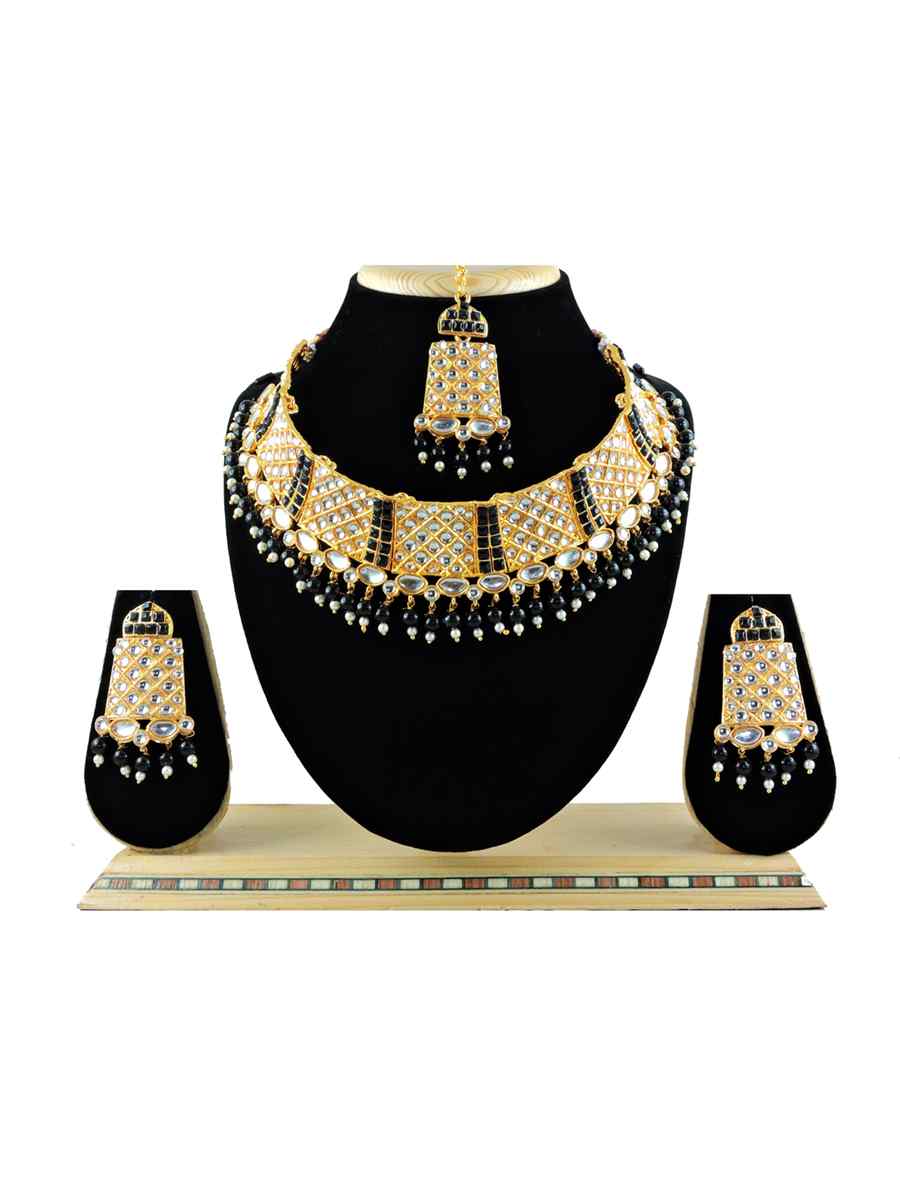 Black Alloy Festival Wear Diamonds Necklace