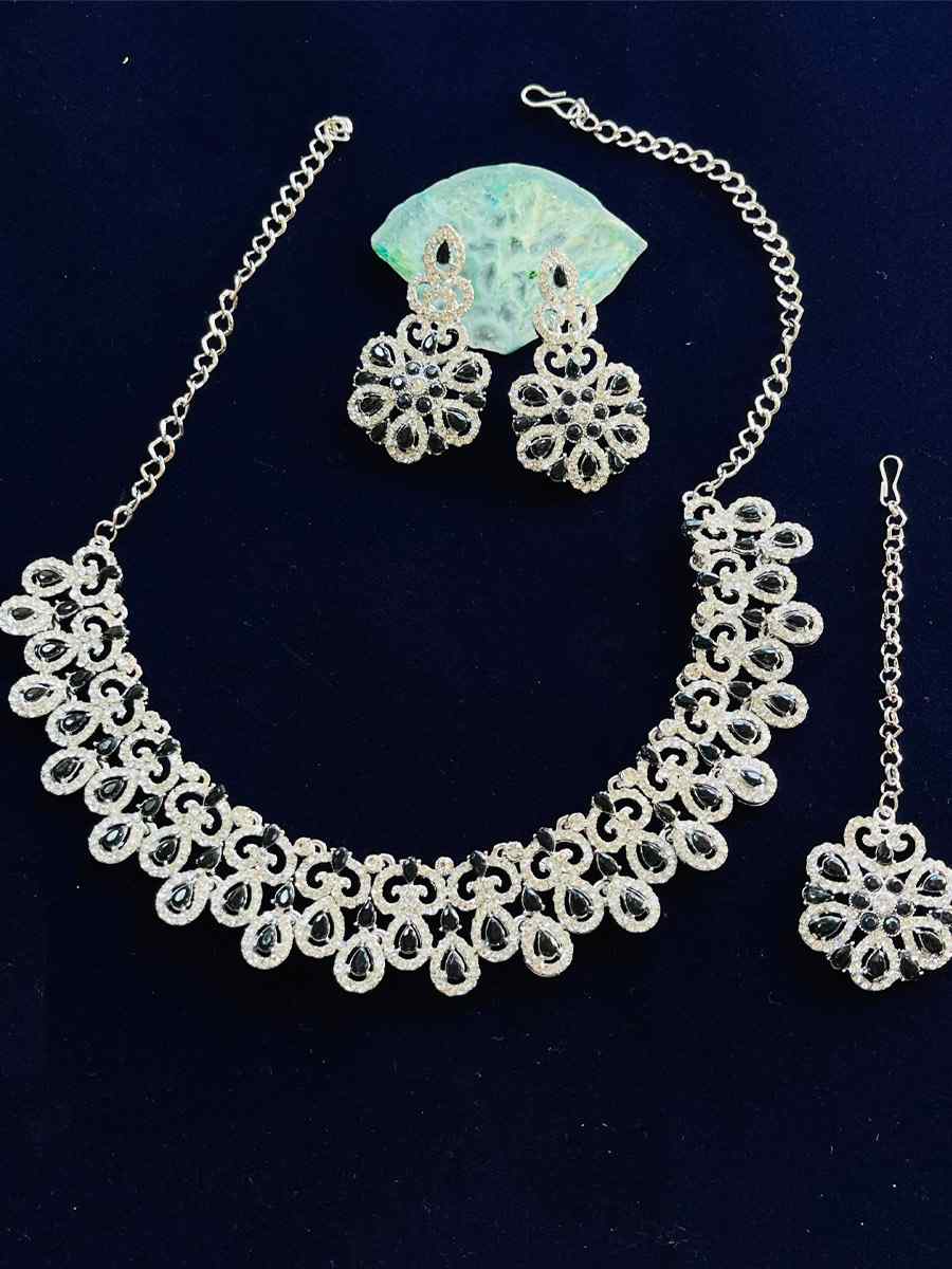 Black Alloy Festival Wear Diamonds Necklace