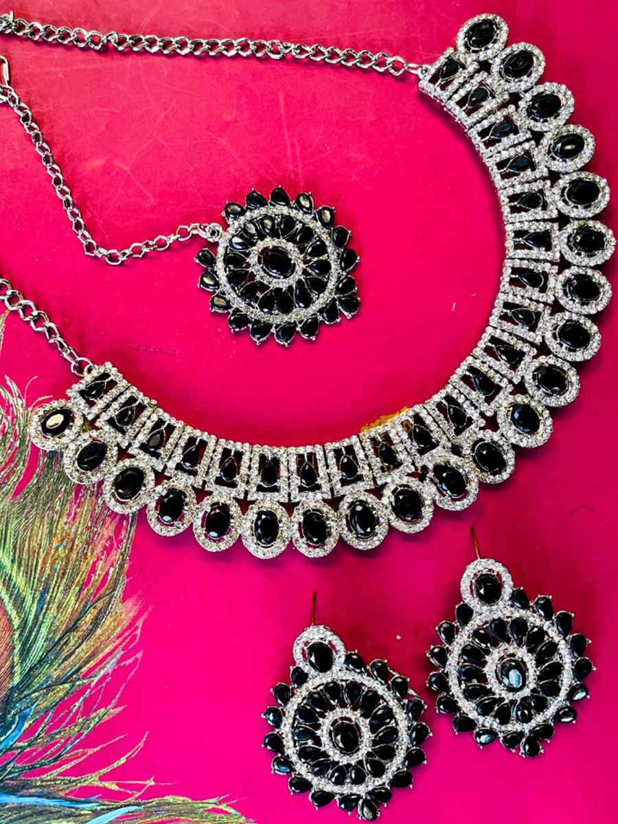 Black Alloy Festival Wear Diamonds Necklace