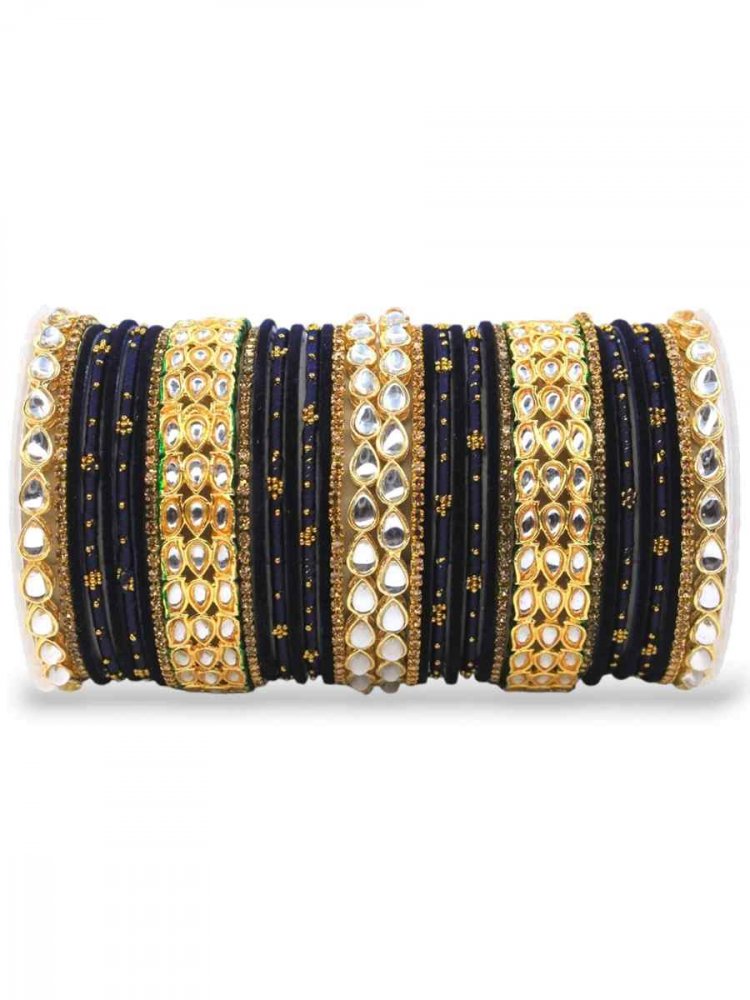 Black Alloy Festival Wear Kundan Bangles