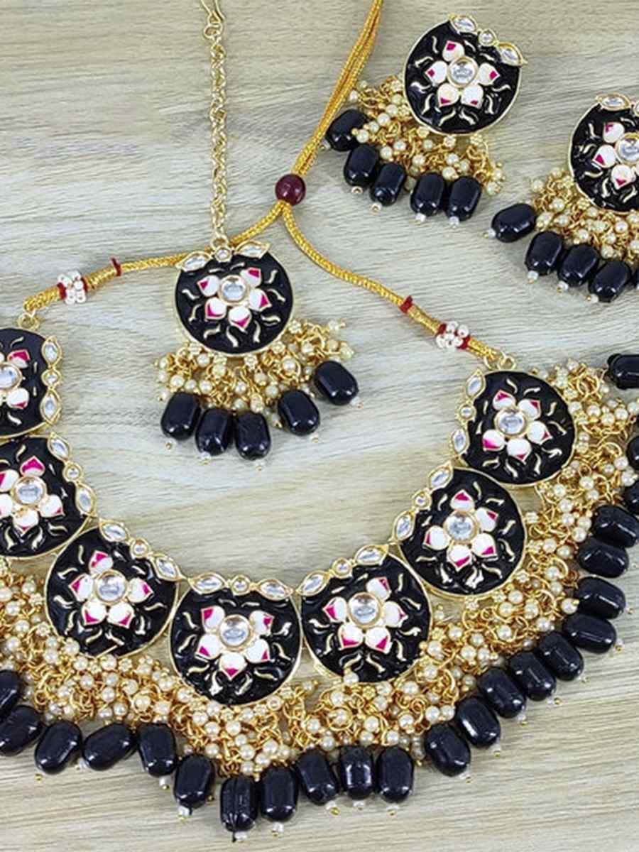 Black Alloy Festival Wear Kundan Necklace