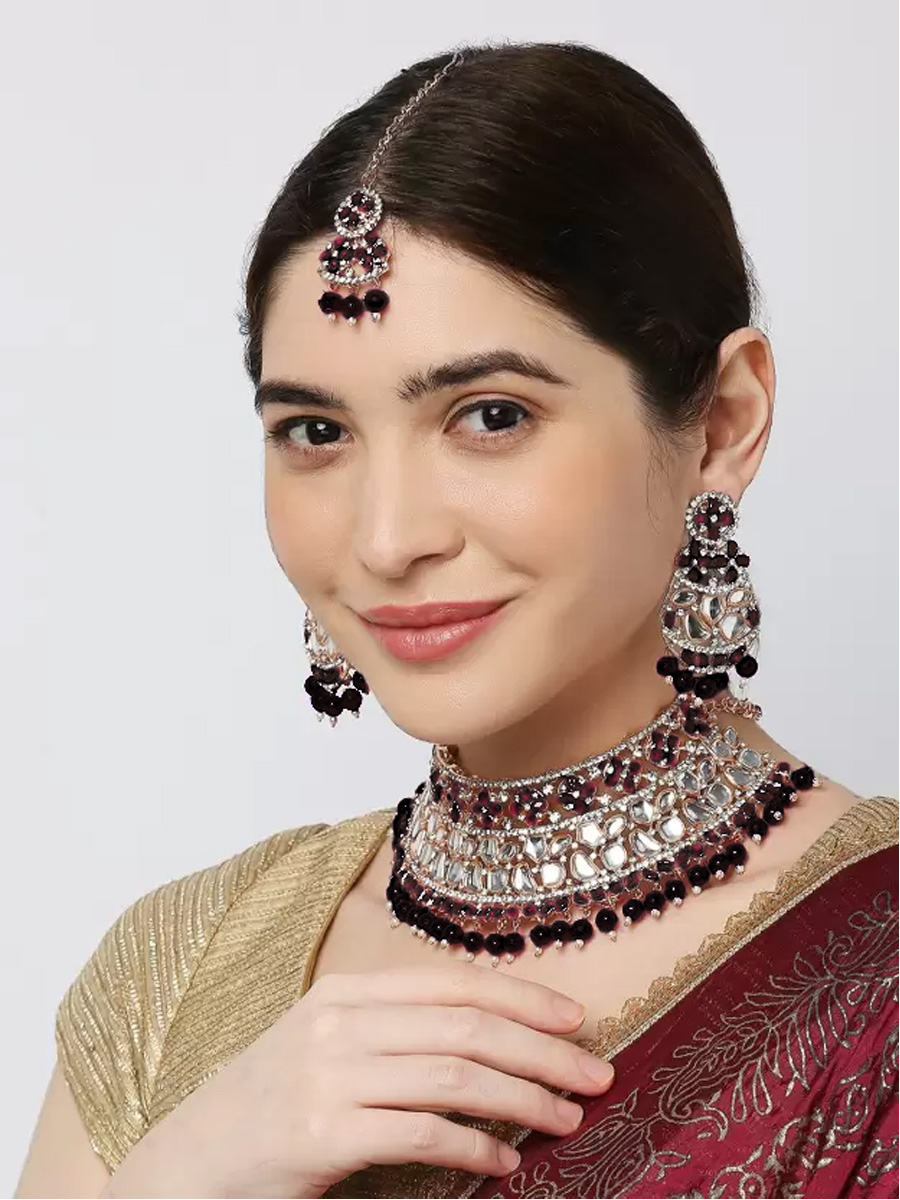 Black Alloy Festival Wear Kundan Necklace