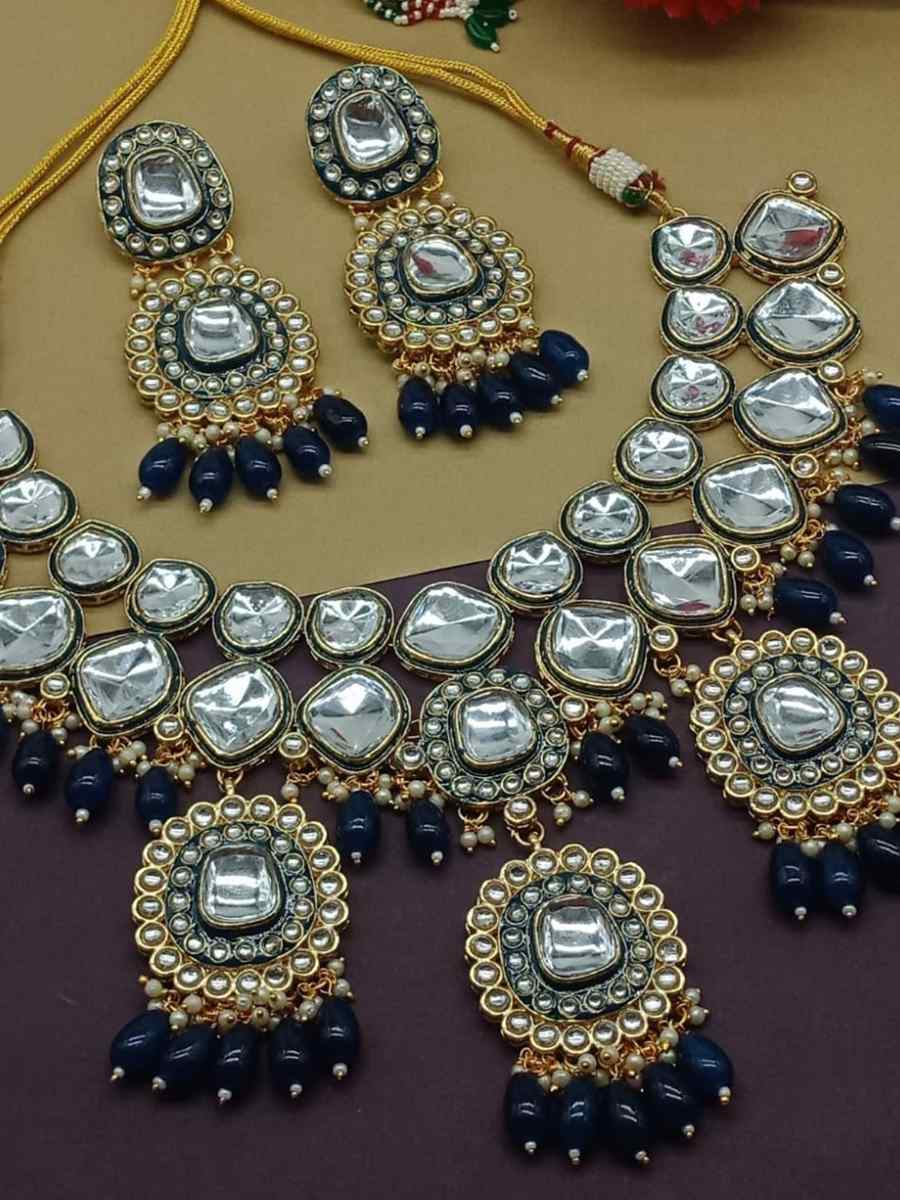 Black Alloy Metal Festival Wear Kundan Necklace
