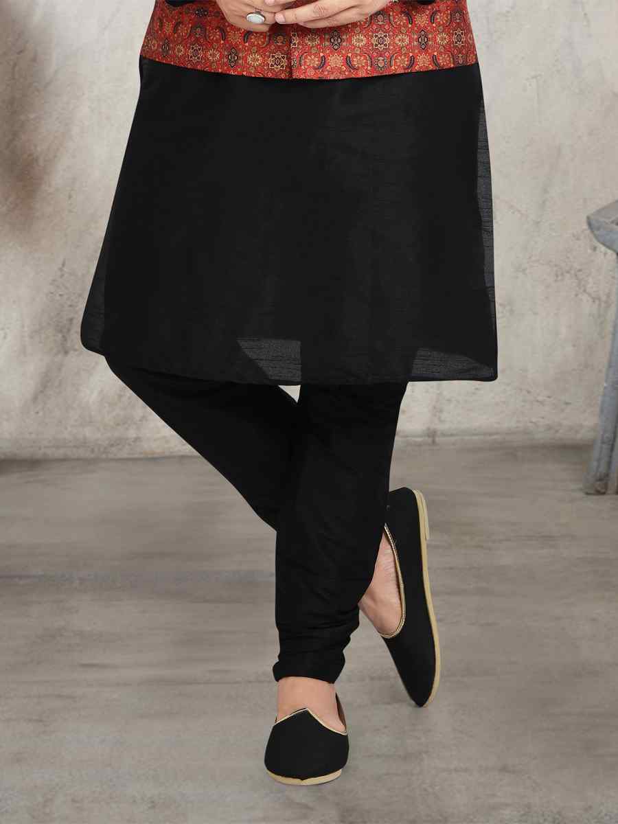 Black Art Banarasi Silk Printed Festival Wedding Sherwani